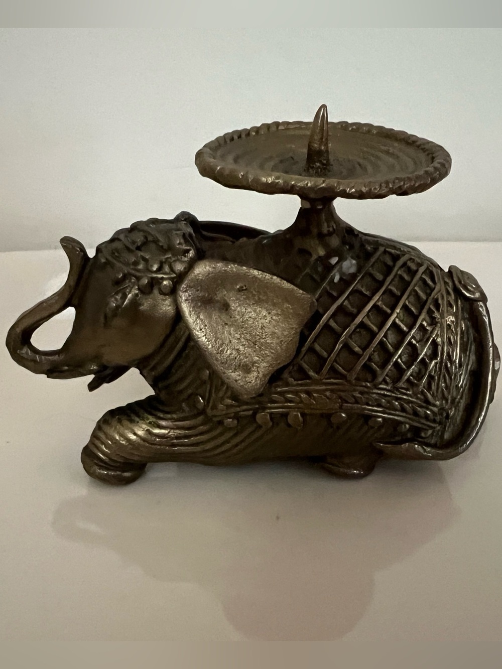 VINTAGE BRASS ELEPHANT CANDLE HOLDER